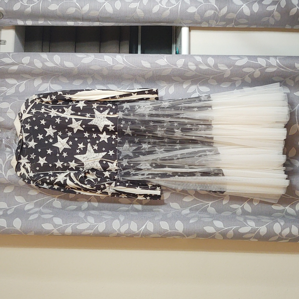 Origami Star-Print Tulle Duster Cardigen size XL - Picture 6 of 10